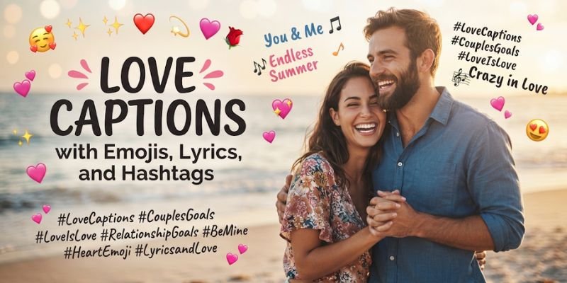 Love Captions with Emojis, Lyrics, and Hashtags