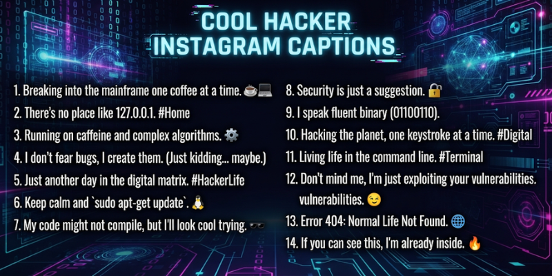 Cool Hacker Instagram Captions