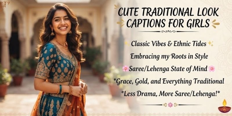 Cute Traditional Look Captions for Girls