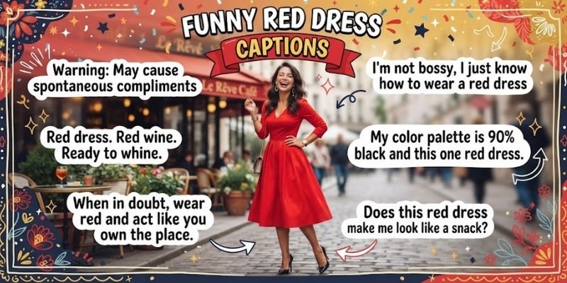 Funny Red Dress Captions