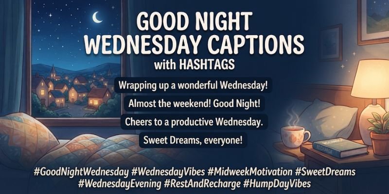 Good Night Wednesday Captions with Hashtags