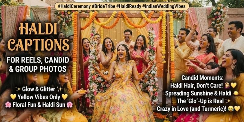 Haldi Captions for Reels, Candid & Group Photos