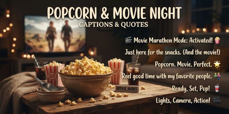 Popcorn and Movie Night Captions