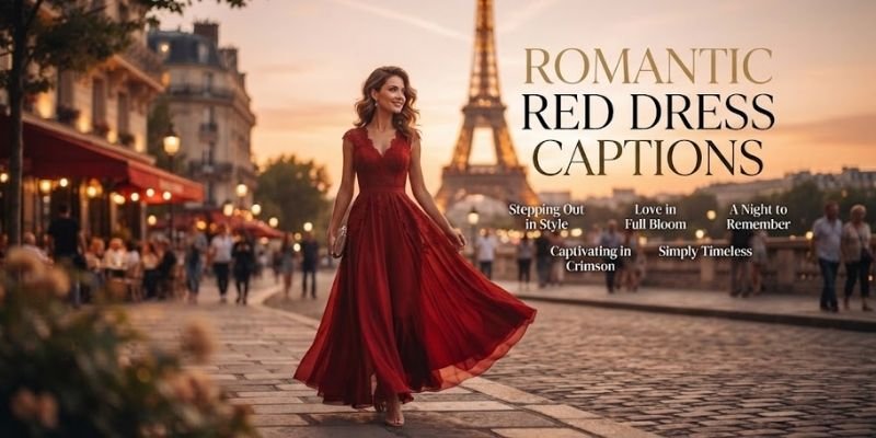Romantic Red Dress Captions